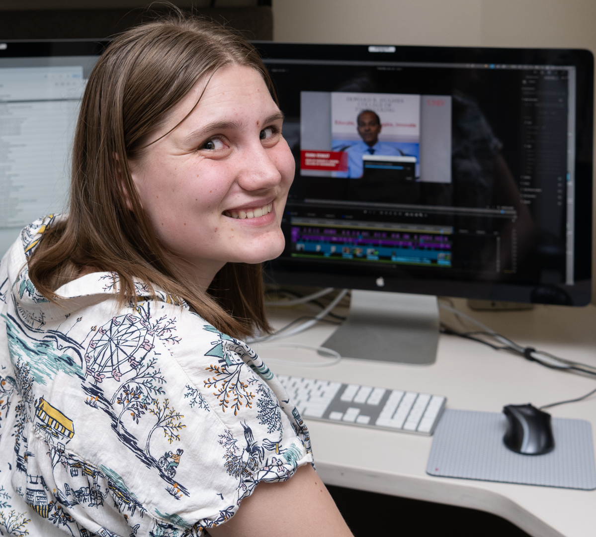 A photo of Elizabeth doing work